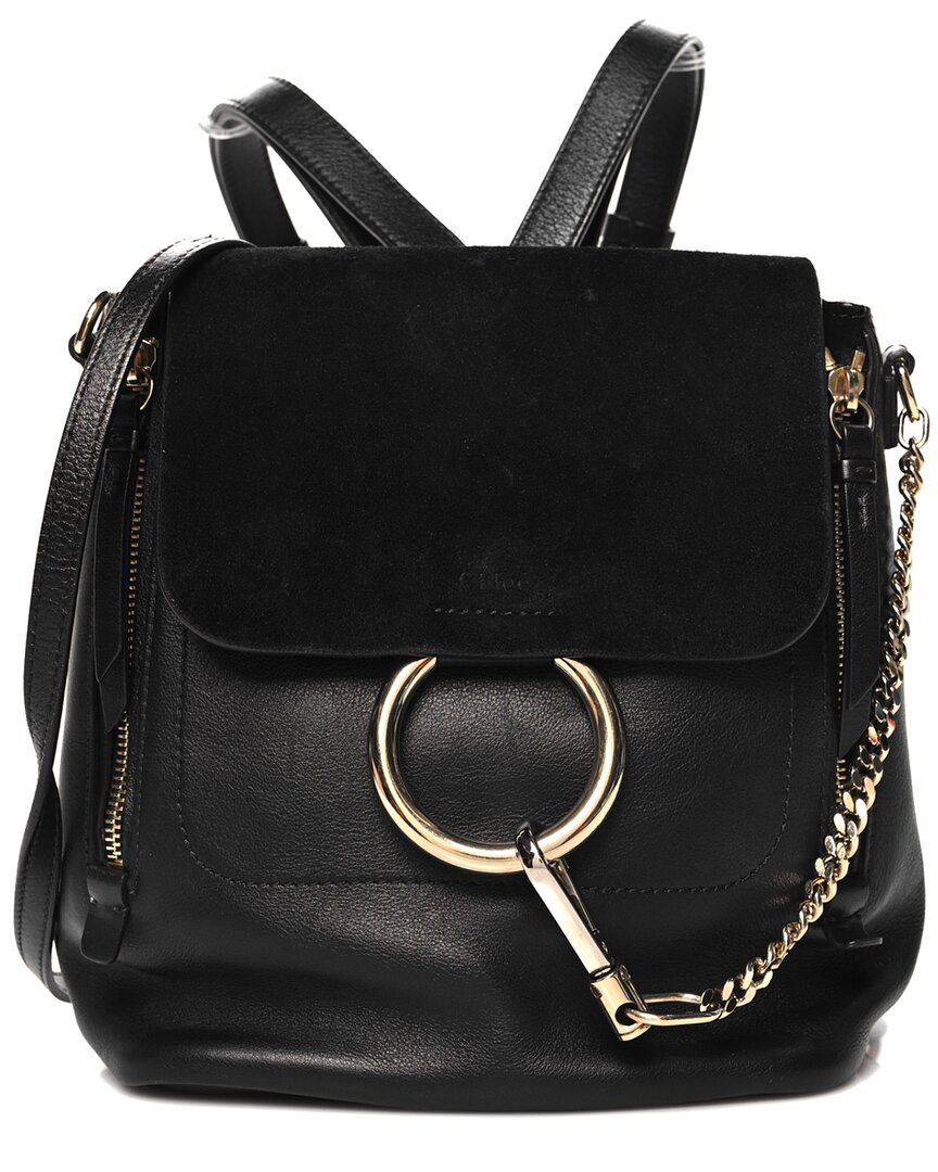 Chloé Black Calfskin Medium Faye Backpack (authentic Pre-loved) In Black