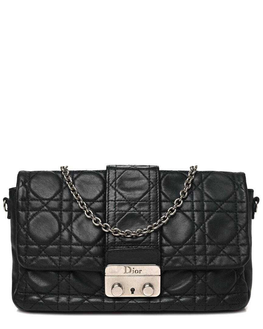 Dior Black Cannage Leather New Lock Pouch (authentic Pre-loved) In Black