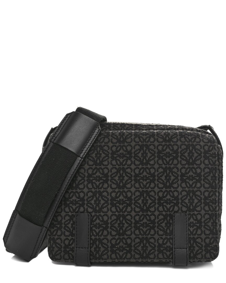 Loewe Black Calfskin Jacquard Anagram Messenger Bag (authentic Pre-loved)