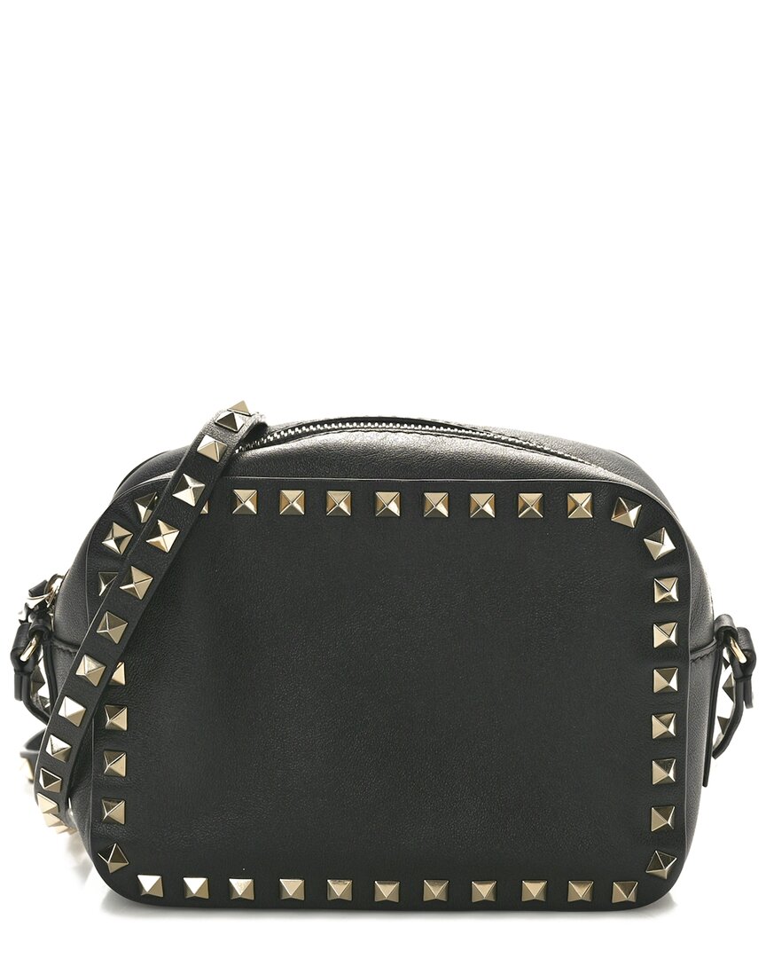 Valentino Garavani Valentino Black Calfskin Leather Rockstud Camera Crossbody (authentic Pre-  Loved) In Multi