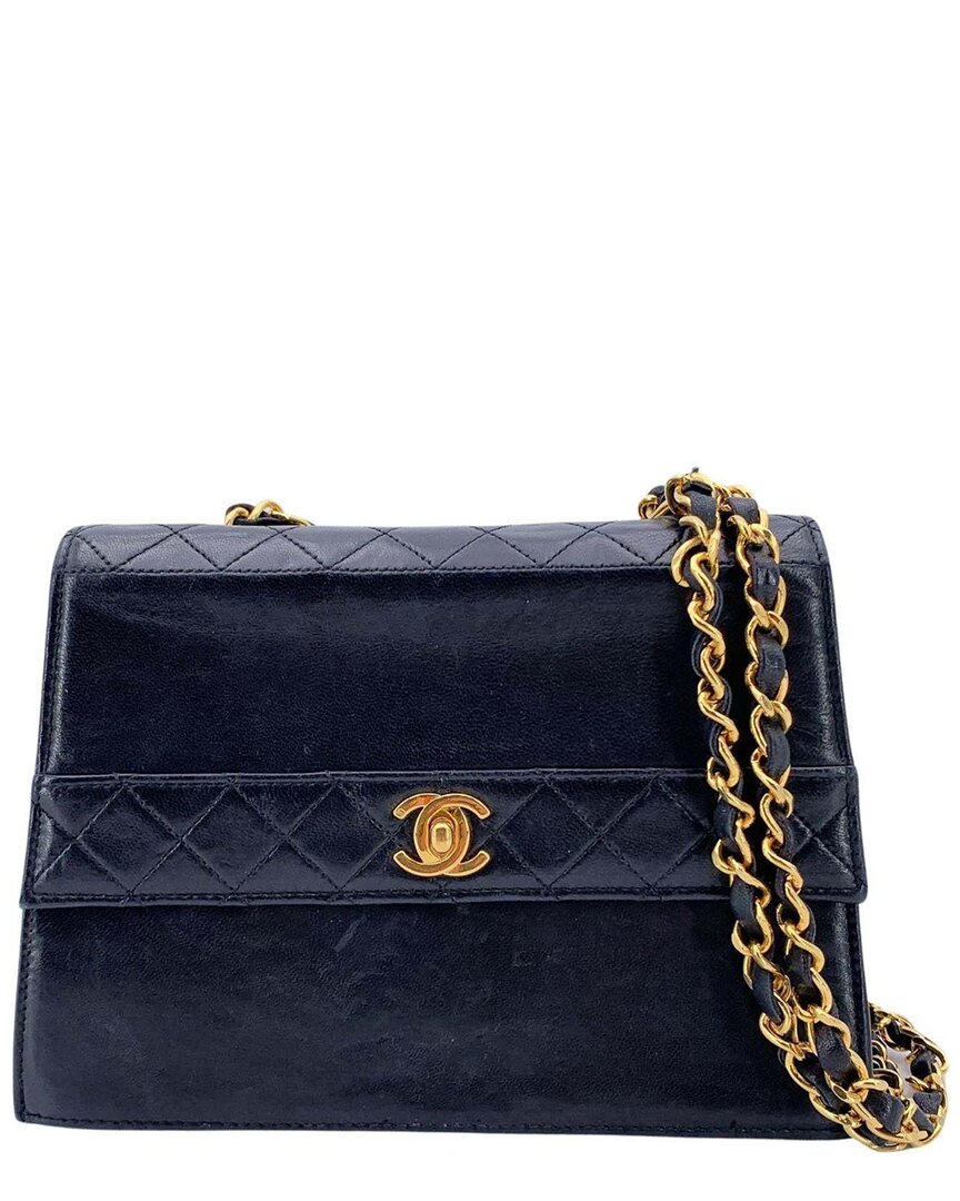 Pre-owned Chanel Black Leather Trapezio Crossbody (authentic Pre-loved)