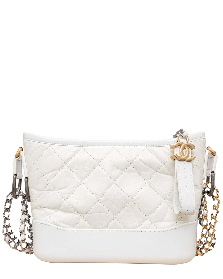 Pre-owned Chanel White Quilted Leather Gabrielle Hobo Bag - '10s (authentic Pre-loved)