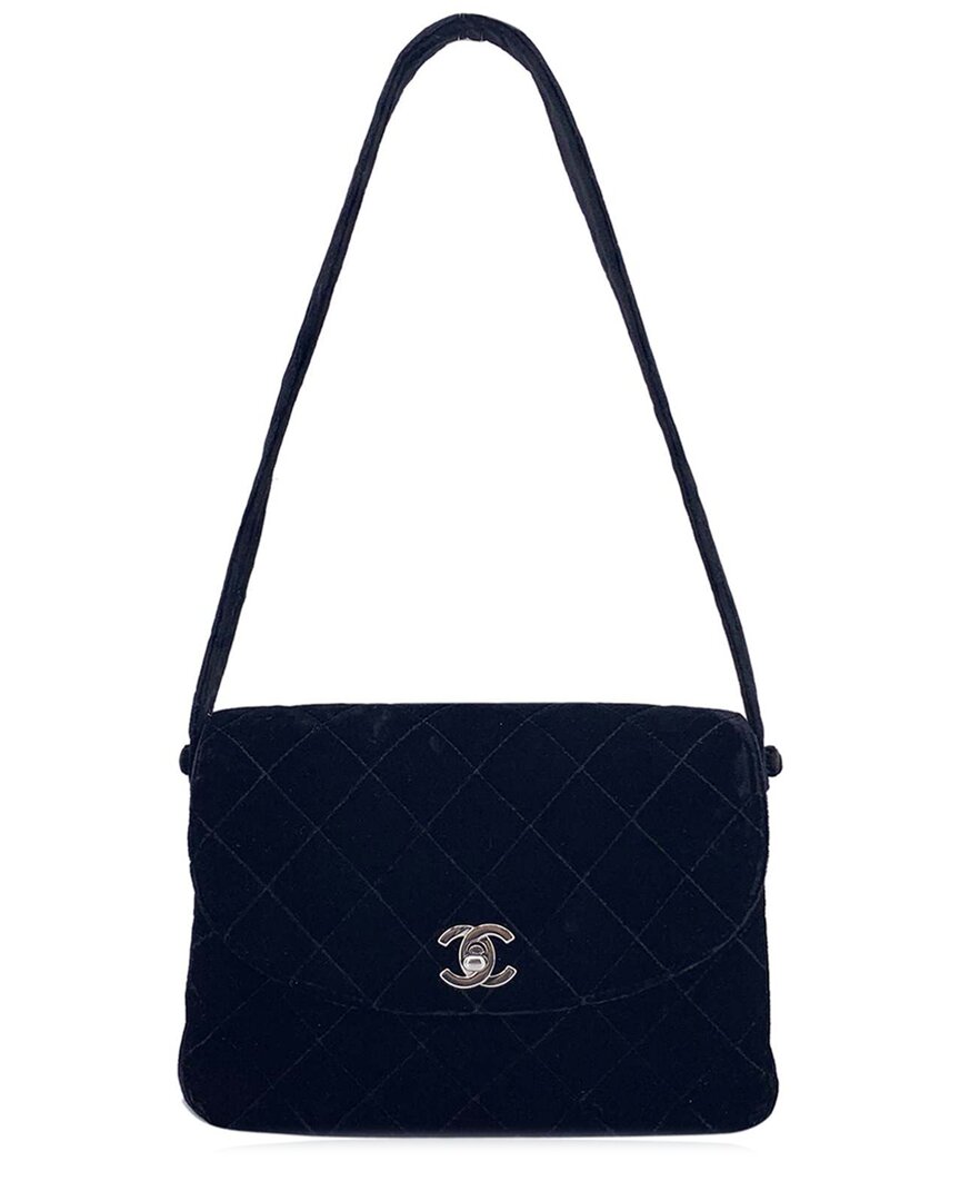 Pre-owned Chanel Black Synthetic Velvet Shoulder Bag (authentic Pre-loved)