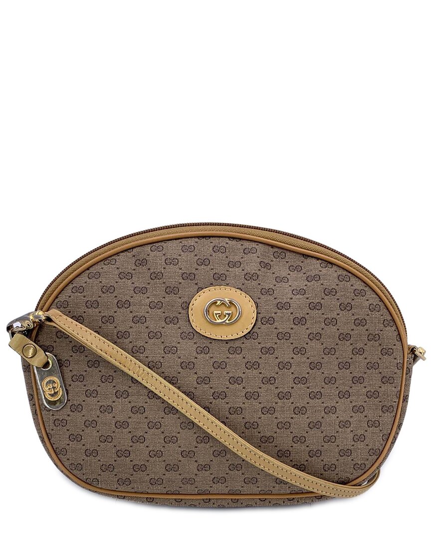 Gucci Brown Cotton Ophidia Zip Crossbody (authentic Pre-loved) In Brown
