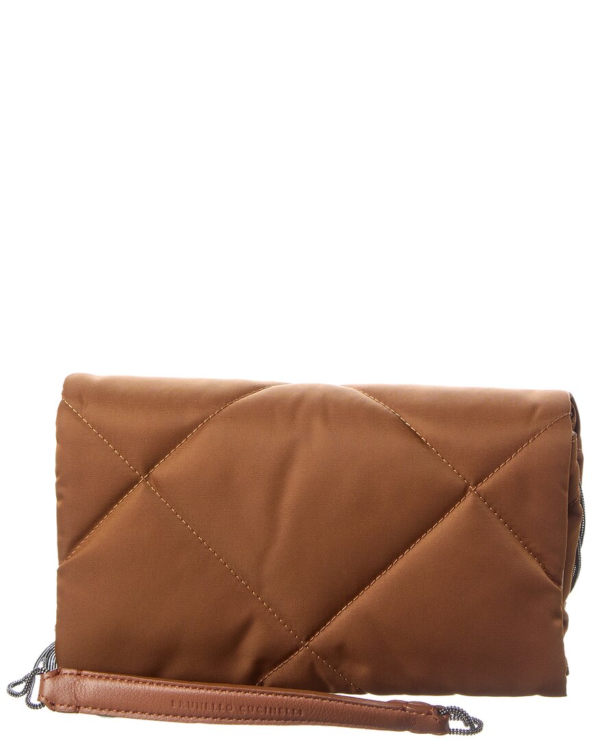 Brunello Cucinelli Quilted Canvas Shoulder Bag In Brown