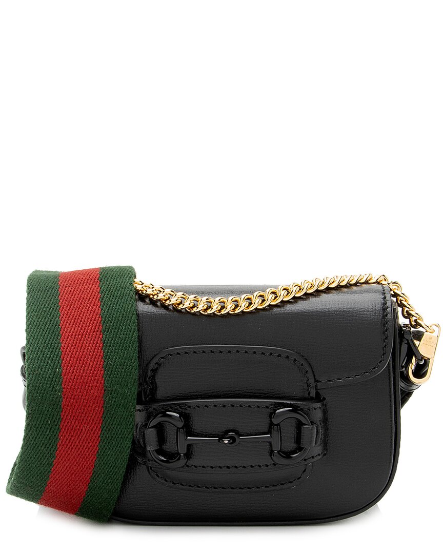 Gucci Black Azalea Calfskin Leather Web Monochrome Horsebit 1955 Wallet On  Strap (authentic Pre-lov