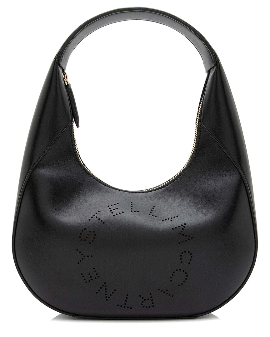 Stella Mccartney Black Eco Alter Nappa Perforated Logo Small Hobo (authentic Pre-loved) In Black