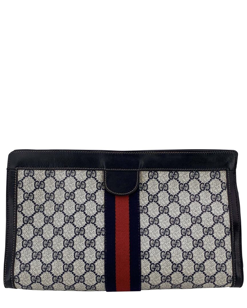 Gucci Blue Cotton Ophidia Clutch (authentic Pre-loved)