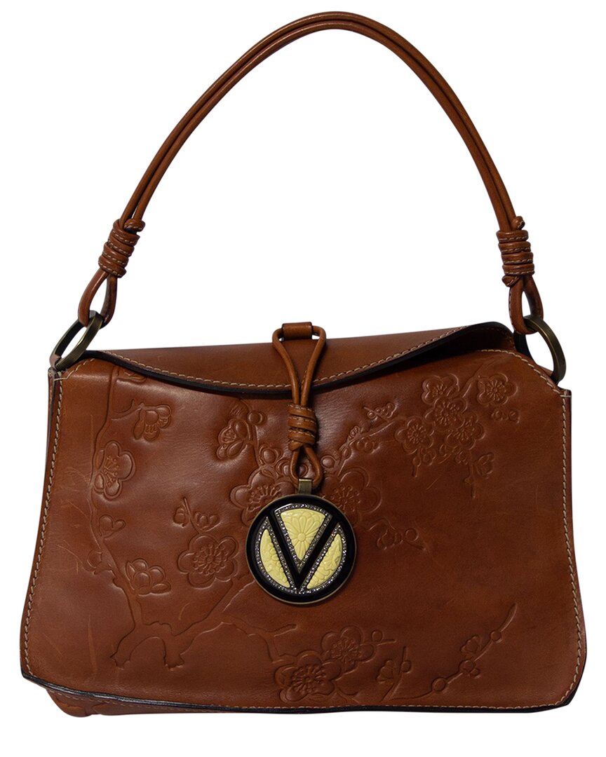 Valentino Garavani Valentino Brown Leather Flower Embossed Hobo Bag (authentic Pre-loved)