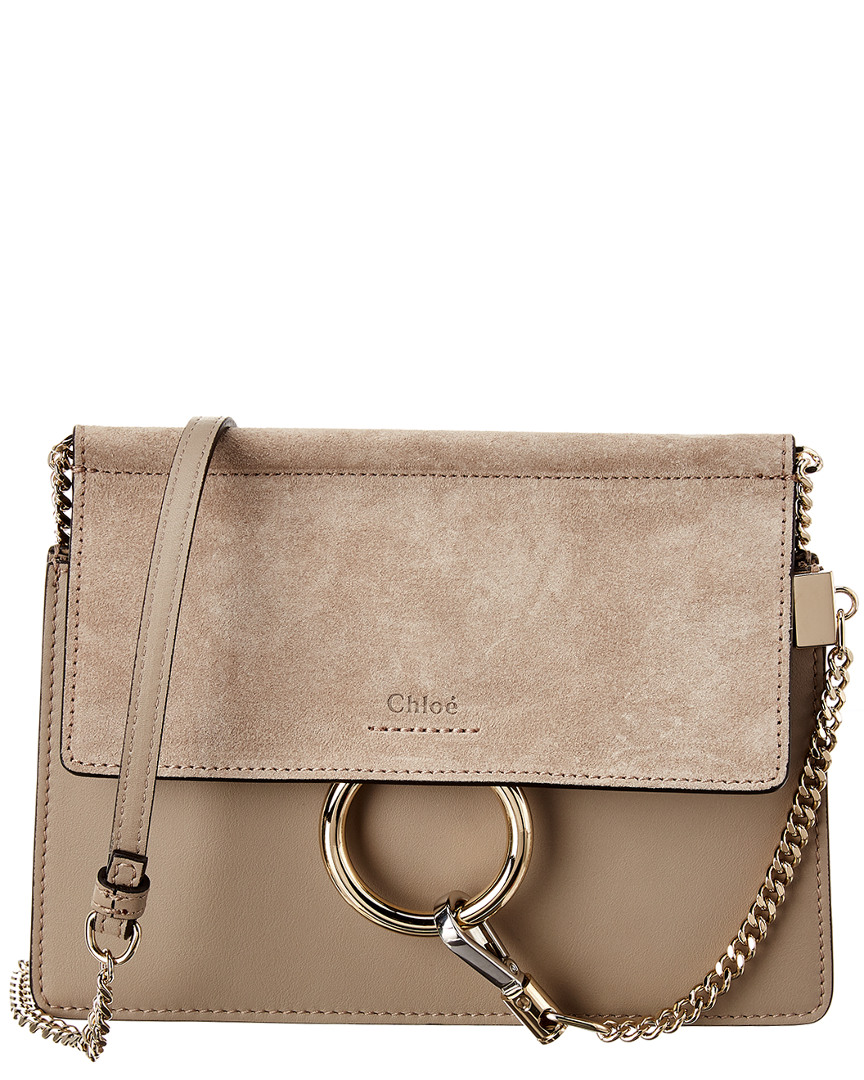 chloé faye mini leather and suede backpack