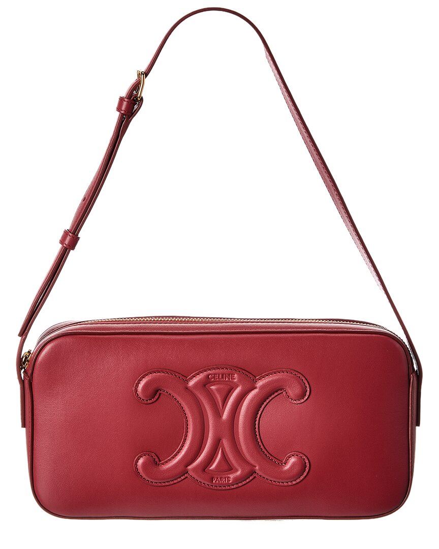 Celine Triomphe Leather Camera Bag In Red
