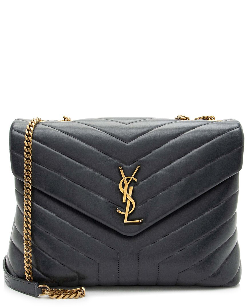 Saint Laurent Grey Matelasse Calfskin Monogram Loulou Chain Medium Shoulder  Bag (authentic Pre-love