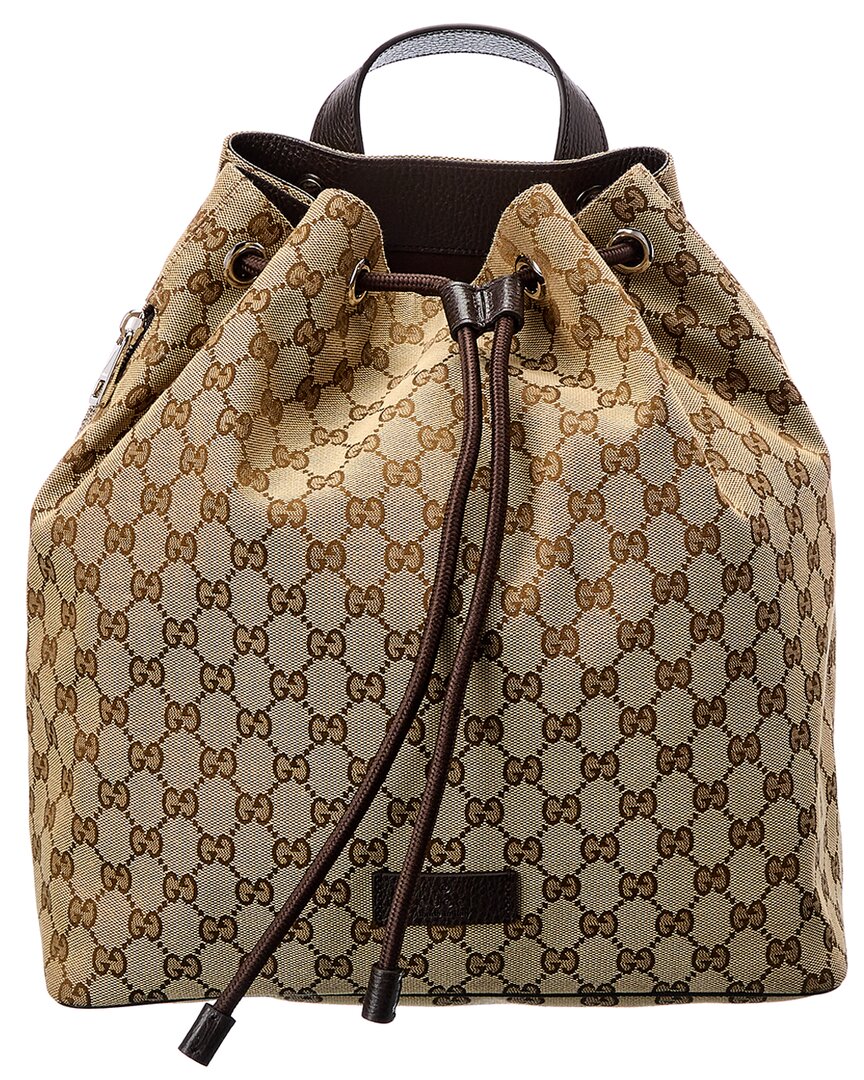 Gucci Gg Canvas & Leather Backpack In Brown