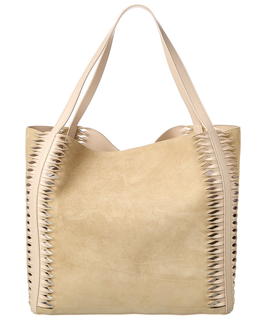 Chloé Beige Louela Suede Tote Bag In Beige