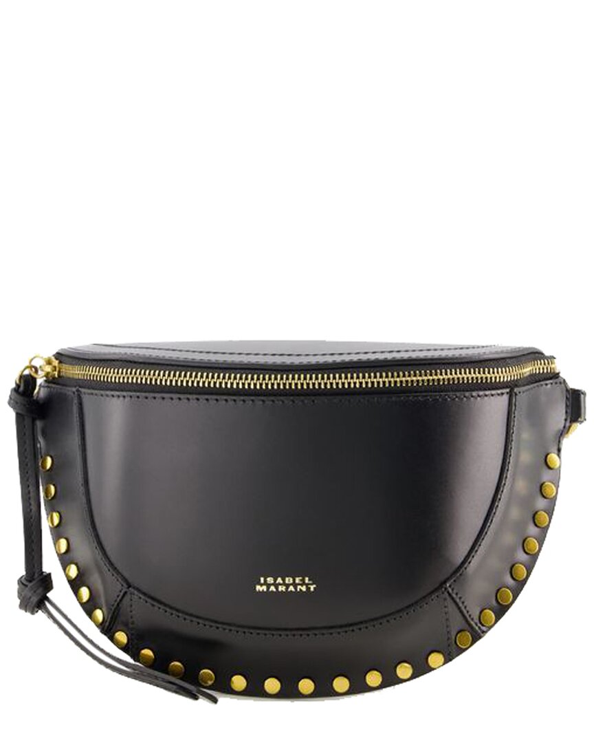 Isabel Marant Black Calfskin Leather Skano Gd Crossbody In Black