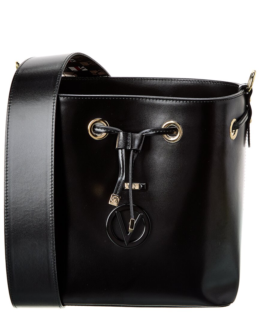 Valentino By Mario Valentino Karl Rope Guitar Leather Bucket Bag In Black