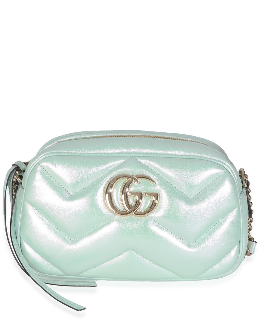 Gucci Green/metallic Matelasse Leather Small Gg Marmont Chain Bag (authentic  Pre-loved) In Blue