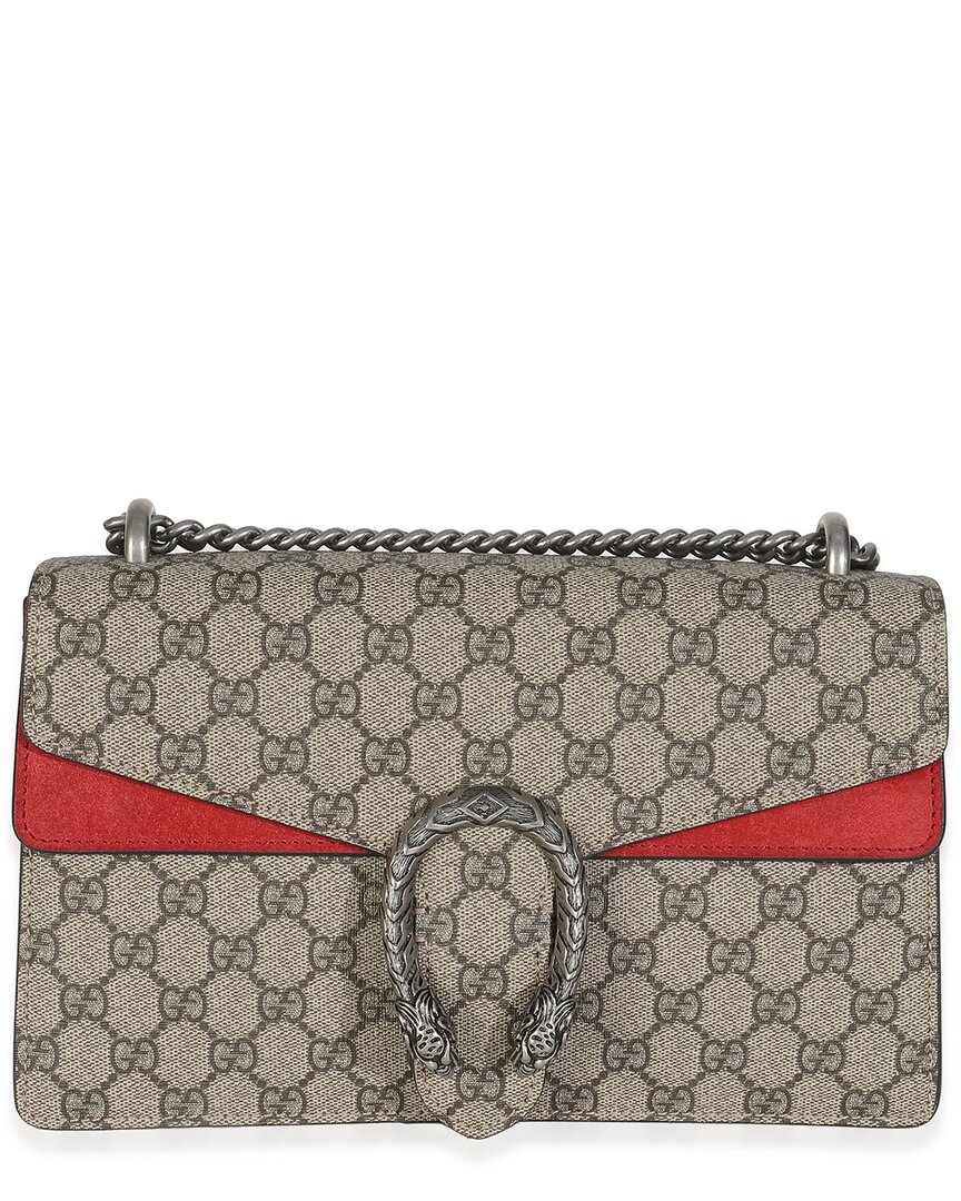 Gucci Beige/red Gg Supreme Canvas Medium Dionysus Shoulder Bag (authentic Pre- Loved) In Gray