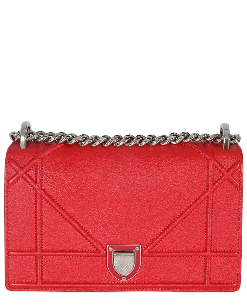Dior Red Leather Small Ama Flap Bag (authentic Pre-loved) In Red