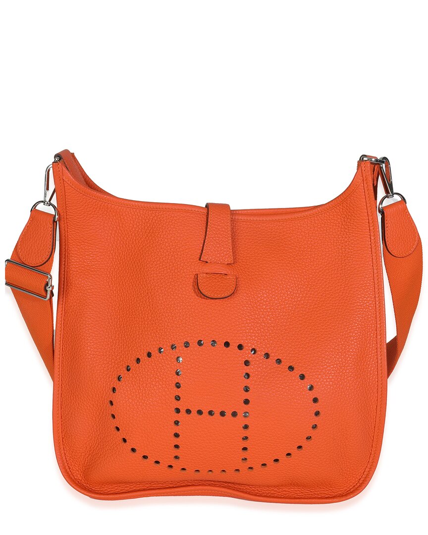 HERMES Pre-owned Hermès Orange Taurillon Clemence Evelyne Iii Gm Phw (authentic Pre-loved)