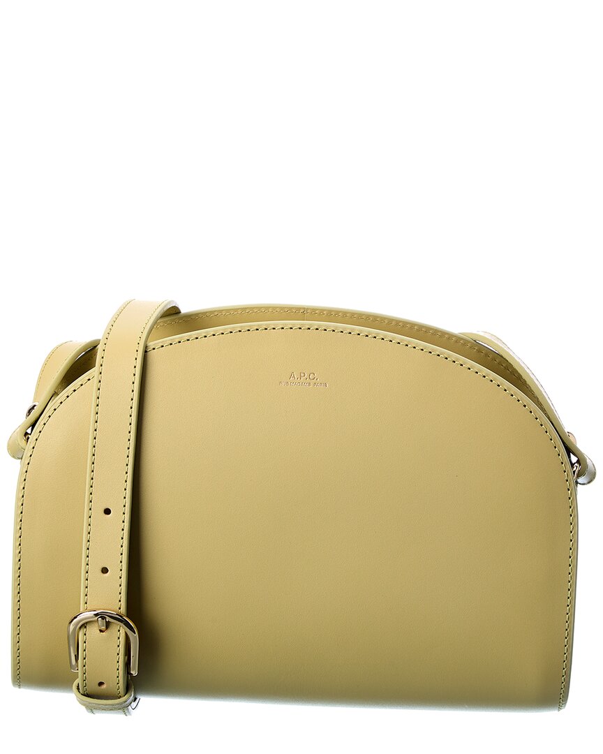 Shop Apc A.p.c. Sac Demi Lune Leather Shoulder Bag In Yellow