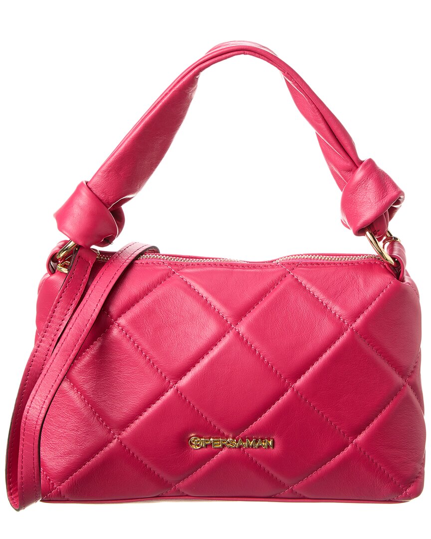 Persaman New York Parker Quilted Leather Top Handle Satchel In Pink