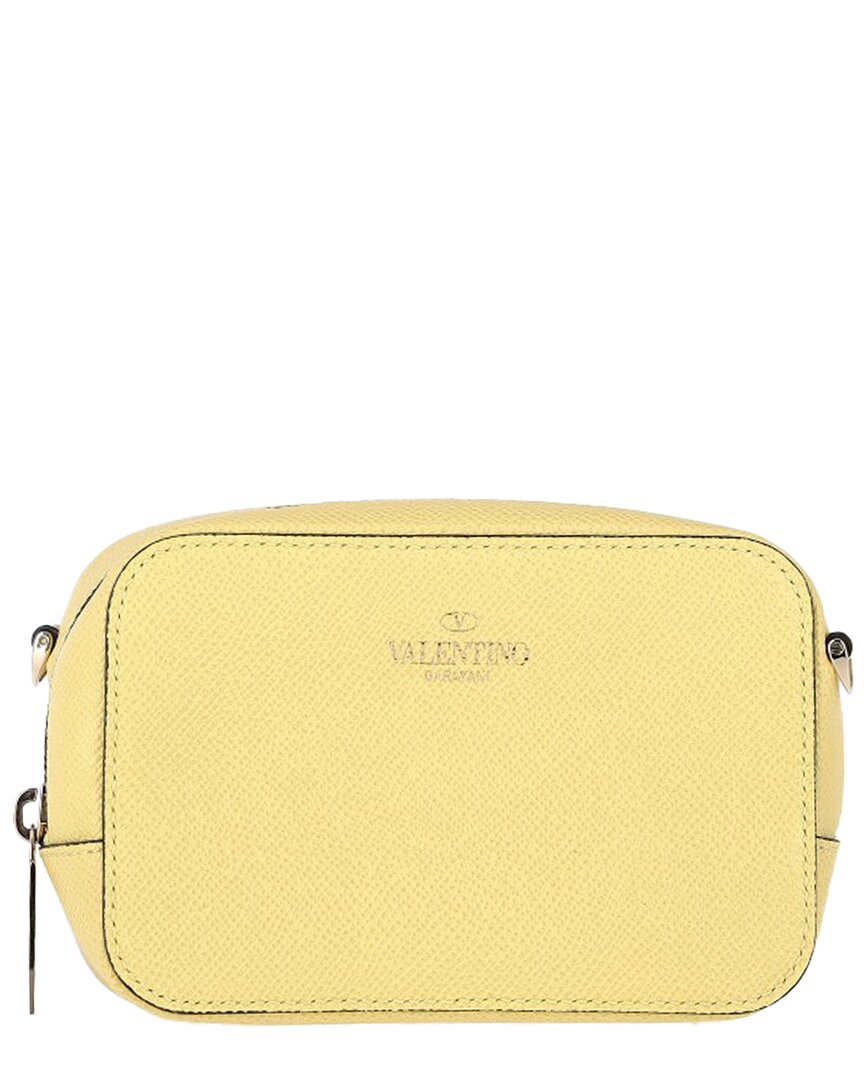 Valentino Garavani Sheep Leather Garavani Zipped Pouch (authentic Pre-loved) In Yellow