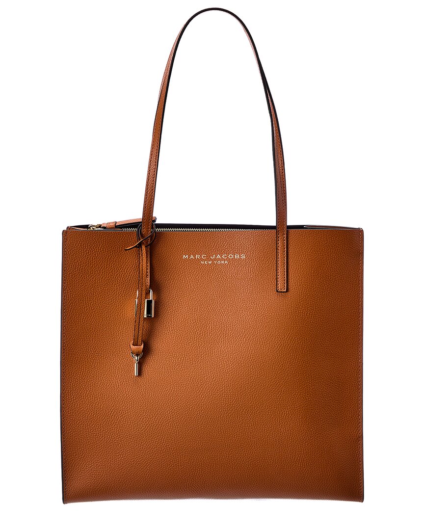Marc Jacobs Grind Leather Tote In Brown