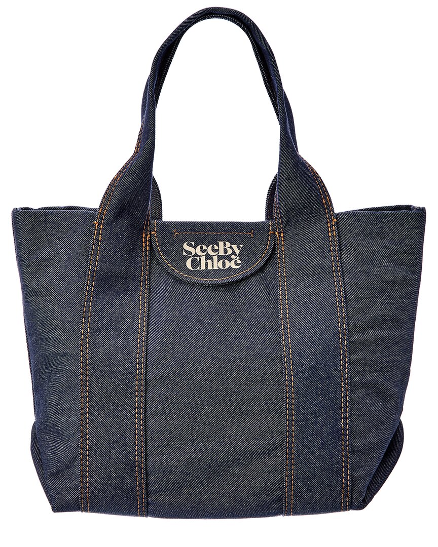 SEE BY CHLOÉ SEE BY CHLOÉ LAETIZIA SMALL CANVAS & LEATHER TOTE