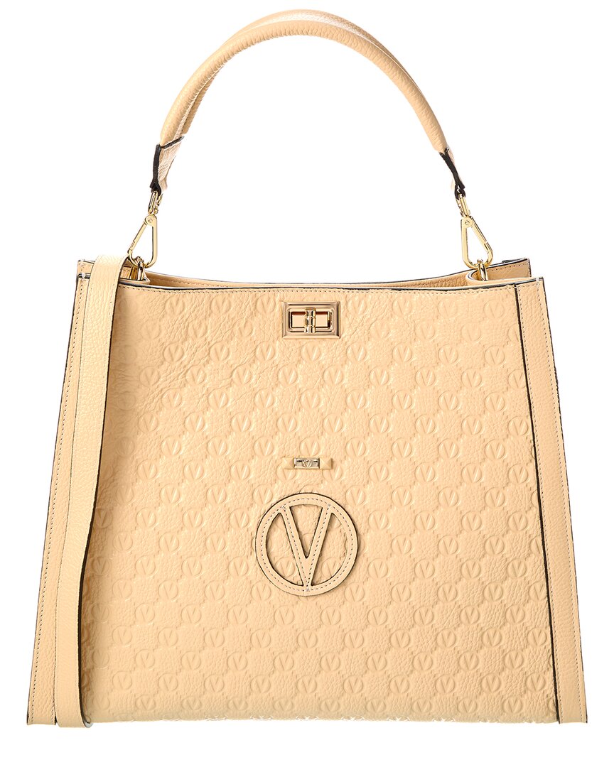 Valentino By Mario Valentino France Medallion Leather Tote In White