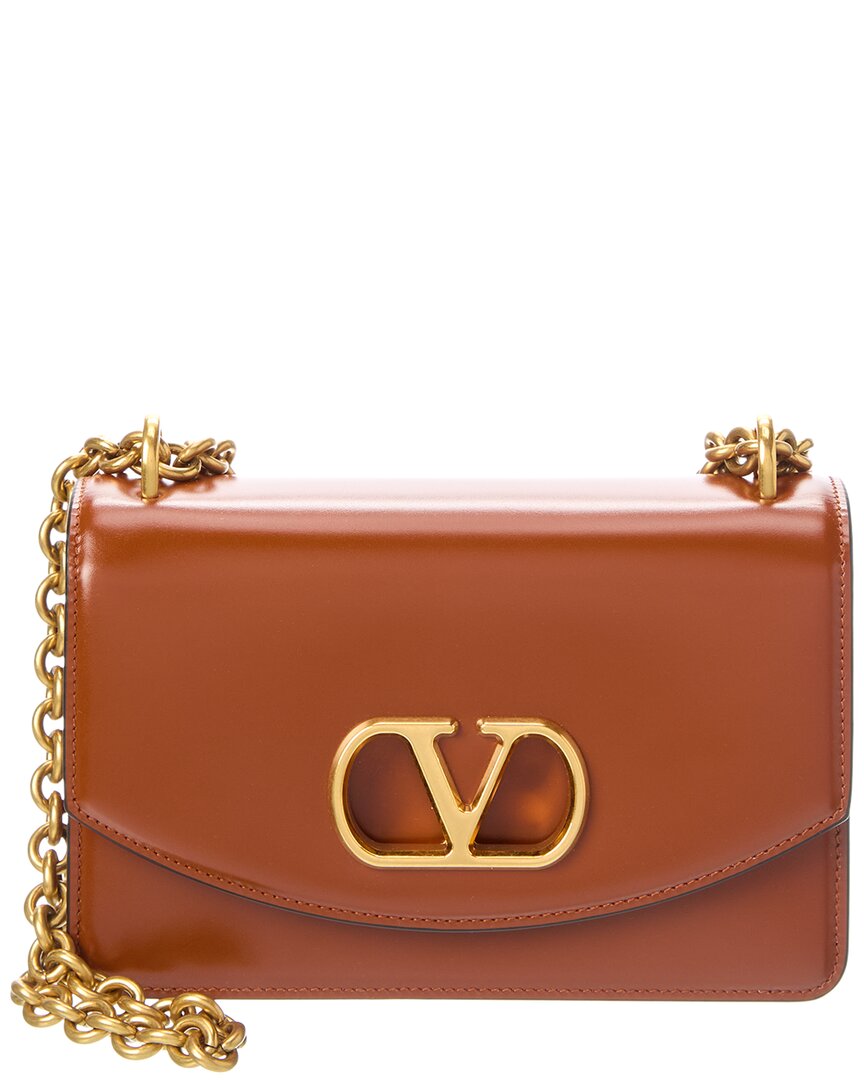 Valentino Vain Small Leather Shoulder Bag In Brown