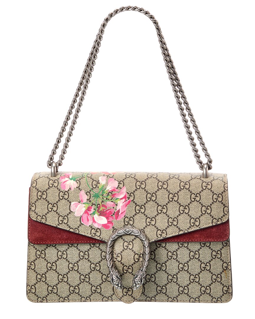 Gucci Beige Multicolor Dry Rose Blooms Gg Supreme Canvas Super Mini Dionysus Shoulder Bag (authentic