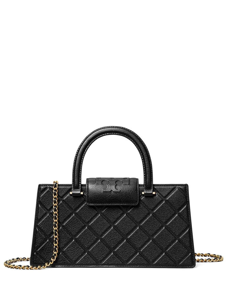 Tory Burch Fleming East-west Leather Satchel In Black