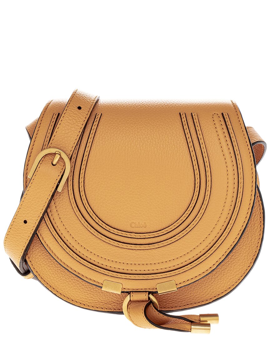 Chloé Marcie Small Leather Saddle Bag In Brown