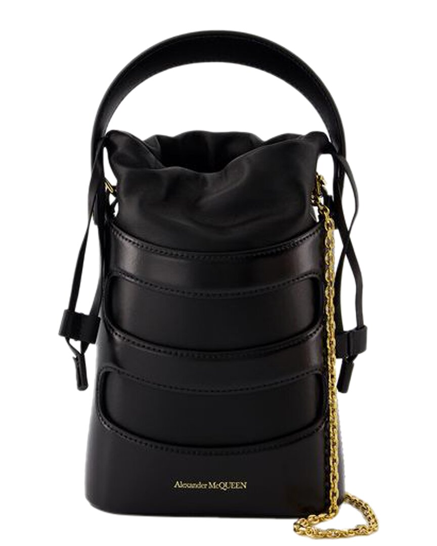 Alexander Mcqueen Black Calfskin The Rise Mini Crossbody In Black