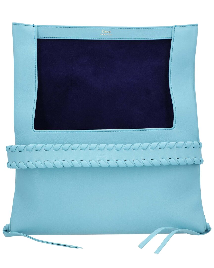Chloé Blue Leather Mony Clutch Bag Blue, Never Carried (authentic Pre-loved)