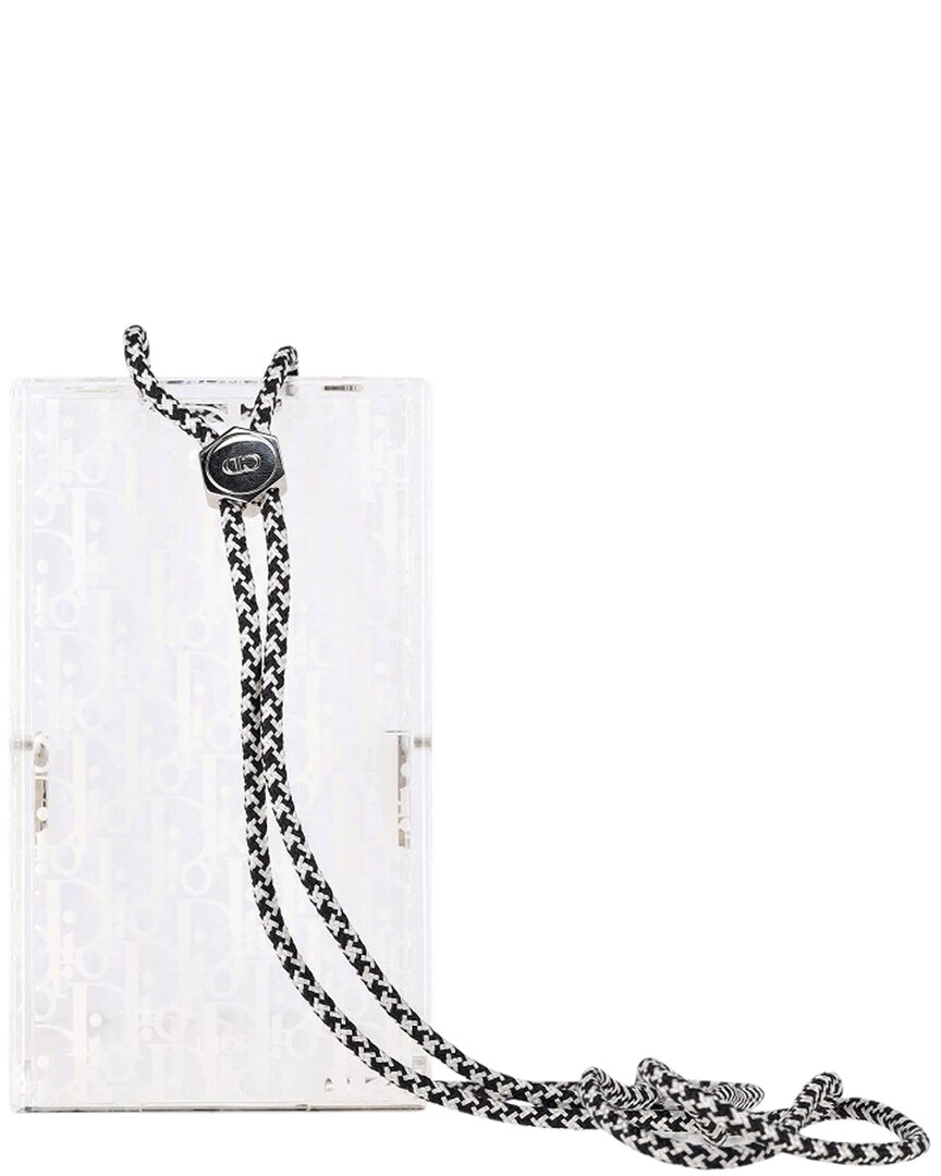 Dior Grey Sheep Leather Pouch Oblique Pouch Bag (authentic Pre-loved) In White