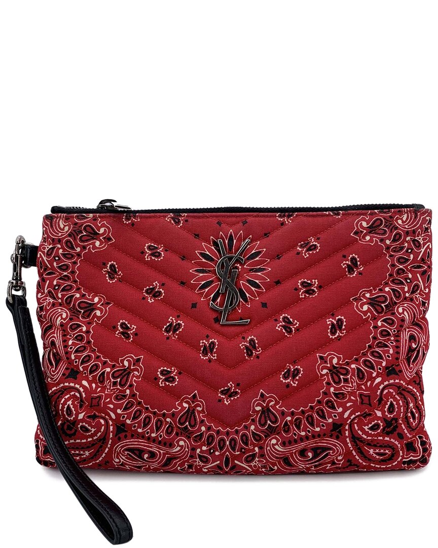 Saint Laurent Red Cotton Lou Lou Clutch (authentic Pre-loved) In Red
