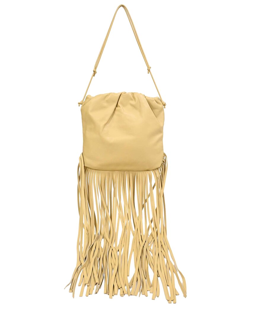 Bottega Veneta Yellow Leather Fringe Pouch (authentic Pre-loved) In Nude