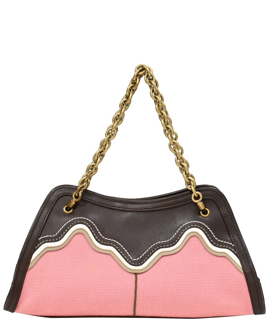 Bottega Veneta Pink Canvas Leather Trimmed Chain Strap Shoulder Bag (authentic  Pre-loved) In Multi