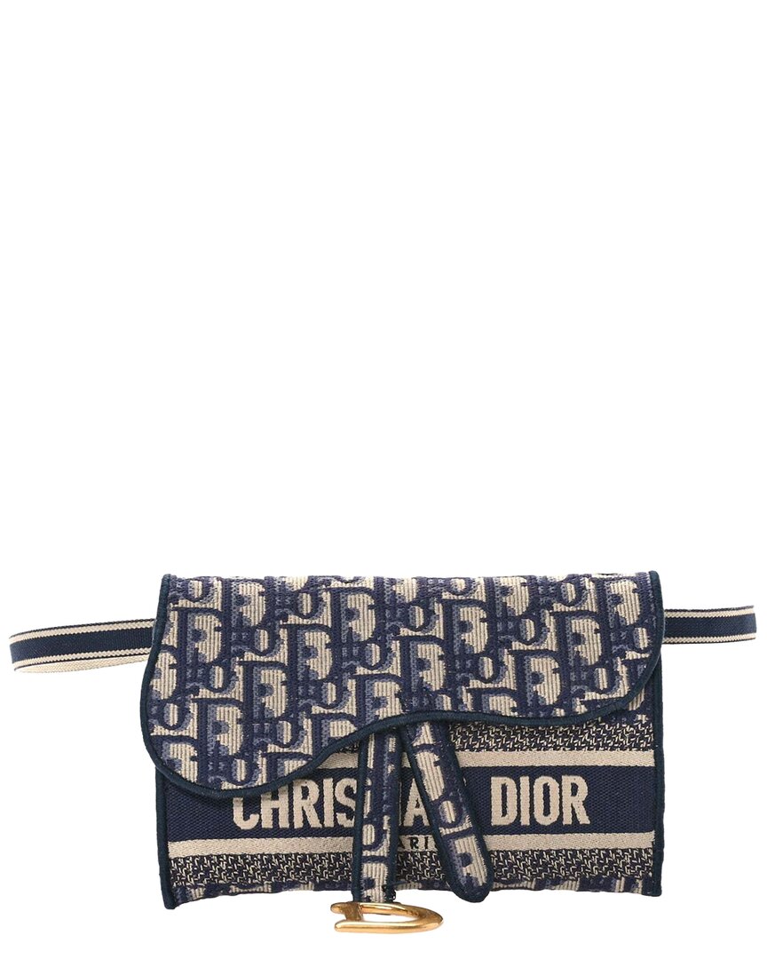 Dior Slim Canvas Pouch In Blue