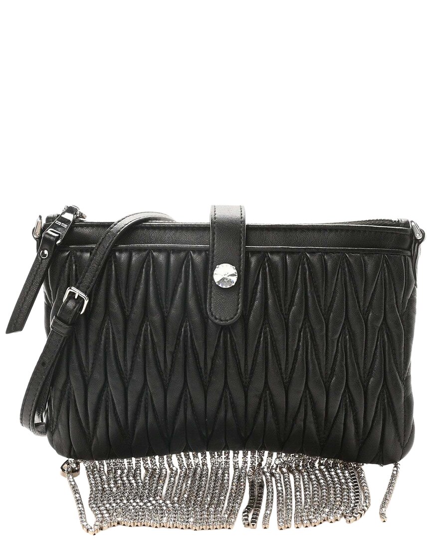 Miu Miu Black Nappa Matelasse Leather Crystal Mini Crossbody (authentic Pre- Loved)