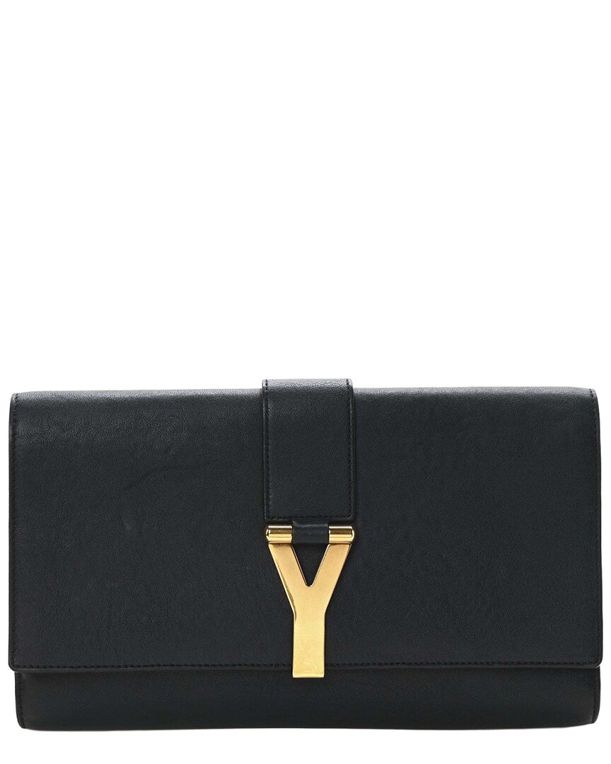 Saint Laurent Classic Y Ligne Leather Clutch In Black