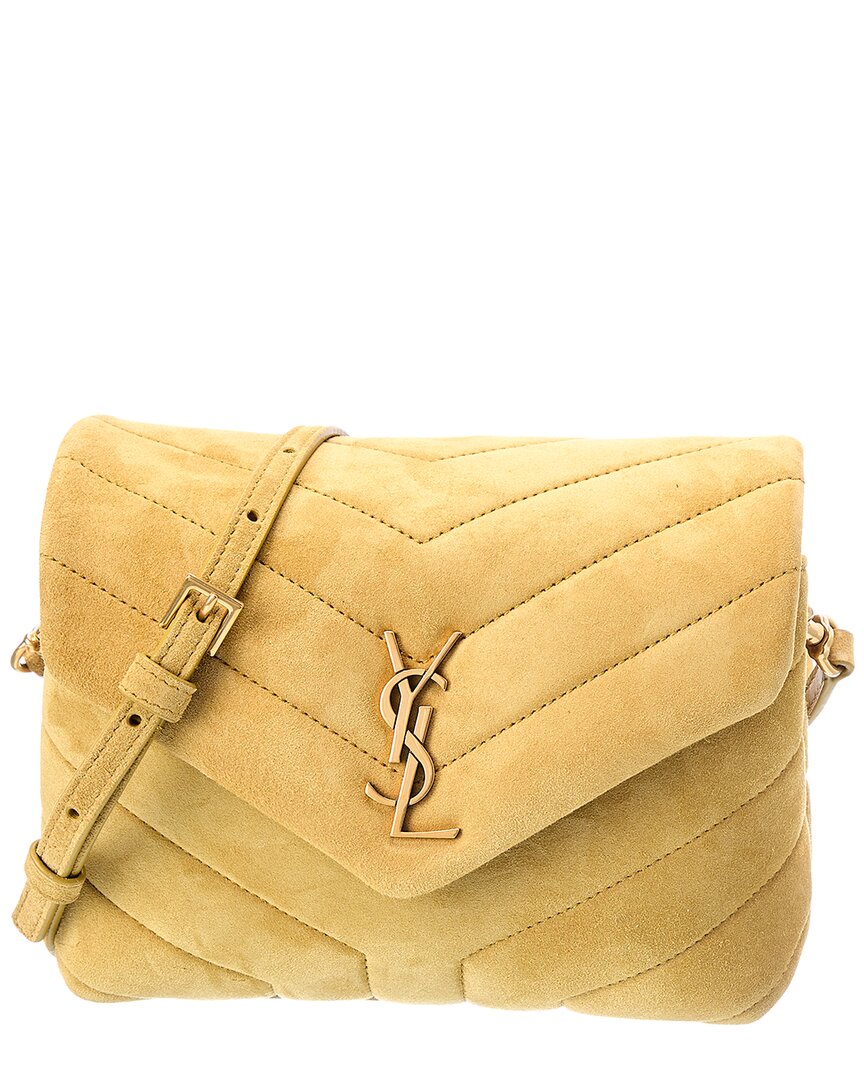 Saint Laurent Loulou Toy Suede & Leather Shoulder Bag In Yellow