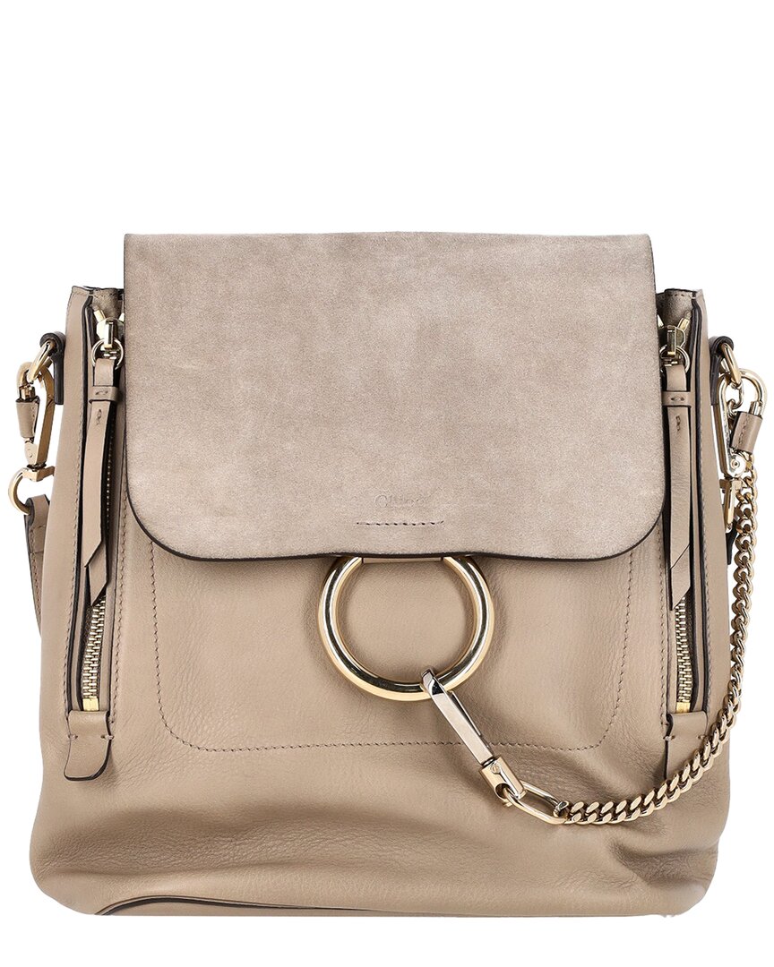 Chloé Beige Leather Faye Backpack (authentic Pre-loved) In Neutral