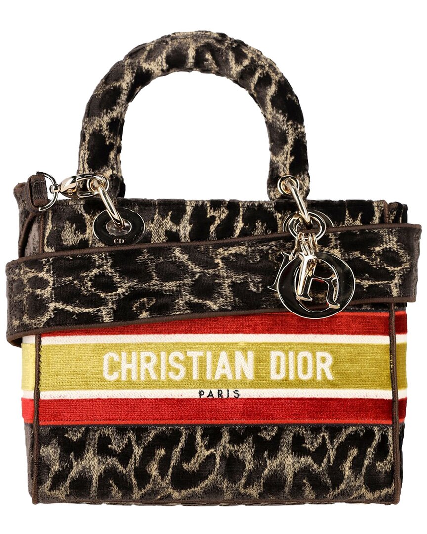 Dior Multicolor Velvet Medium Lady D-lite Mizza Top Handle Bag (authentic Pre- Loved) In Multi