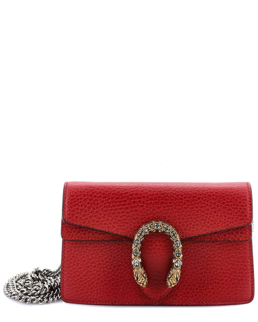 Gucci Red Sheep Leather Dionysus Bag Super Mini (authentic Pre-loved) In Red
