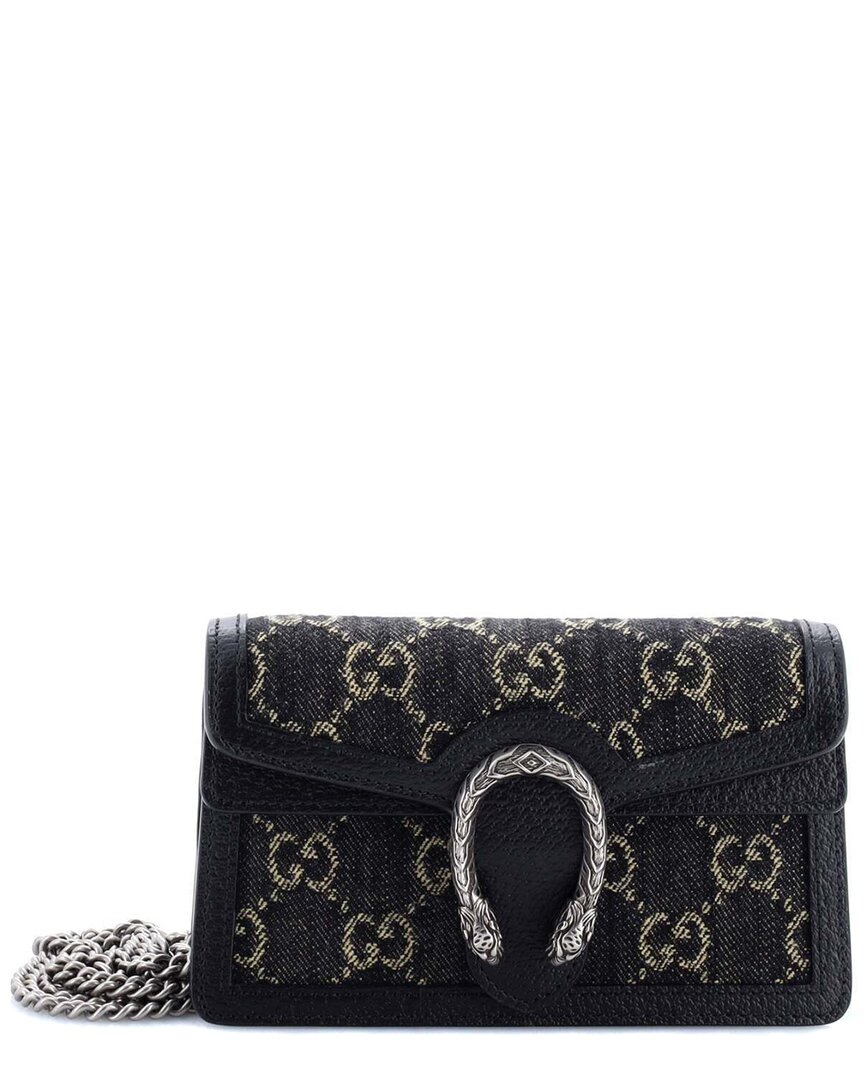 Gucci Black Denim Dionysus Bag Super Mini (authentic Pre-loved) In Brown