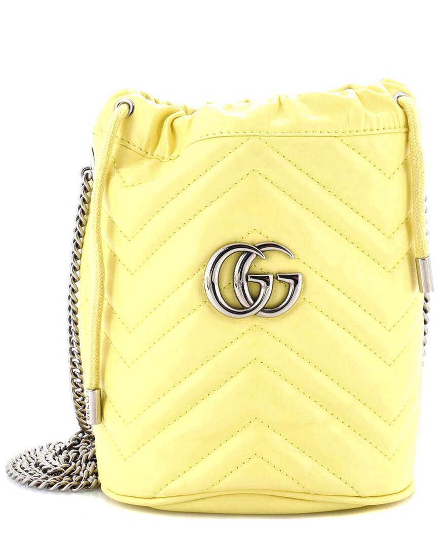 Gucci Yellow Sheep Leather Gg Marmont Bucket Bag Matelasse Mini (authentic  Pre-loved) In Yellow
