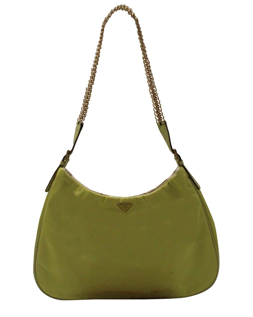 Prada Pastel Yellow Nylon Light Pochette (authentic Pre-loved) In Green